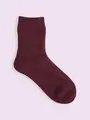 【3足1,386円】毛混 無地ベタショートソックス エンジ