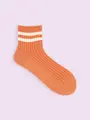 【3足1,386円】2本ラインリブショートソックス オレンジ