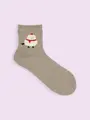 【3足1,386円】クリスマス限定 もふもふ動物ショートソックス キャメル+シマエナガ