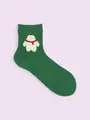【3足1,386円】クリスマス限定 もふもふ動物ショートソックス グリーン+イエティ