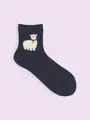 【3足1,386円】クリスマス限定 もふもふ動物ショートソックス コン+アルパカ