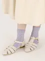 【3足1,386円】レトロタイルフロートショートソックス ライラック
