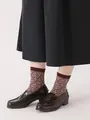【3足1,386円】フロート総ダイヤレース柄ショートソックス エンジ