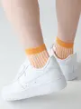 【3足1,386円】JQブークレストライプショートソックス オレンジ