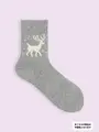 【3足1,386円】クリスマス限定 毛混トナカイ柄ショートソックス グレーモク