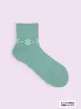 【3足1,386円】毛混 足首雪柄ショートソックス ミント