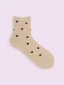 【3足1,386円】毛混ハートパターンショートソックス ベージュ