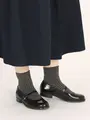 【3足1,386円】毛混ゴム口ゆったりミニチェックショートソックス ダルミント