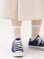 【3足1,386円】シースルーストライプショートソックス オフホワイト