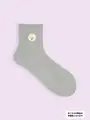 【3足1,386円】サガラ刺繍リブショートソックス グレー＋ビションフリーゼ