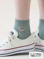 【3足1,386円】サガラ刺繍リブショートソックス ダルミント＋クマ