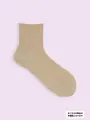 【3足1,386円】毛混 無地リブショートソックス ベージュ