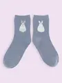 【3足1,386円】うさぎしっぽショートソックス サックス