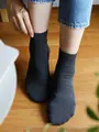 【good4U】1×1リブベタショートソックス チャコールモク