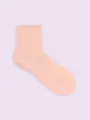 【3足1,386円】ゴム口ゆったり無地ブークレショートソックス ピーチ