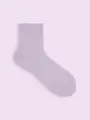 【3足1,386円】ゴム口ゆったり無地ブークレショートソックス ラベンダー