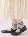 【3足1,386円】ゴム口ゆったりトップフロートフラワーショートソックス グレー