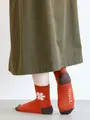 【3足1,386円】モールフラワーショートソックス テラコッタ＋ピンクフラワー