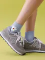 【3足1,386円】モールフラワーショートソックス サックス+オフフラワー