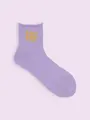 【3足1,386円】ゴム口ゆったりくるくるロゴショートソックス ラベンダー