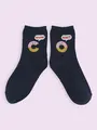 【3足1,386円】おいしいよ!ショートソックス ネイビー+ドーナツ