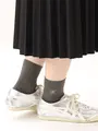 【3足1,386円】毛混ラメ刺繍ショートソックス チャコールグレー+ピンクラメ