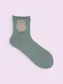 【3足1,386円】ゴム口ゆったりもふもふベイビーショートソックス ダルミント＋フクロウベイビー