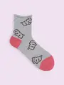 【靴下屋fam】わんこ柄ショートソックス グレー