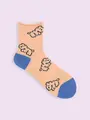 【靴下屋fam】わんこ柄ショートソックス モカチャ