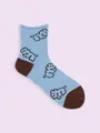 【靴下屋fam】わんこ柄ショートソックス サックス