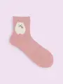 【靴下屋fam】もふもふポメラニアンショートソックス ダルピンク