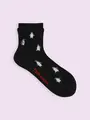 【靴下屋fam】氷のいきものショートソックス クロ＋ペンギン