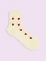 【3足1,386円】毛混ニット風ハート柄ショートソックス キナリ