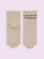 【3足1,100円】フロントメッセージアメリブショートソックス ベージュ