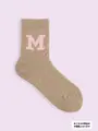 【3足1,386円】モコモコロゴソックス ベージュ＋Mロゴ