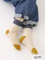【3足1,386円】異素材三面切り替えソックス キナリ+デニム