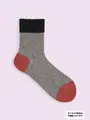 【3足1,386円】異素材三面切り替えソックス グレー+コン