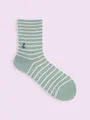 【3足1,386円】ボーダーいかり刺繍ソックス ミント