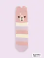 【3足1,386円】モコモコアルパカボーダーソックス ピンク