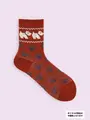 【3足1,386円】毛混タムJQ犬柄ソックス ダークオレンジ