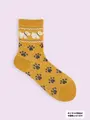 【3足1,386円】毛混タムJQ犬柄ソックス カラシ