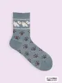 【3足1,386円】毛混タムJQ犬柄ソックス ダルサックス