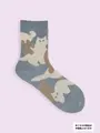 【3足1,386円】JQにゃんこカモフラ風ソックス ダルサックス