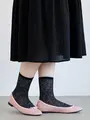 【3足1,386円】レーシーフラワーメッシュソックス クロ