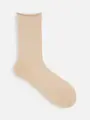ゴムくちソフトくるくる無地ソックス ベージュ