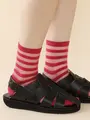 【3足1,386円】クリンプチュールボーダーソックス ローズピンク