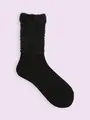 【3足1,386円】毛混トップ切替モールソックス クロ