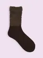 【3足1,386円】毛混トップ切替モールソックス コゲチャ