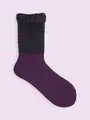 【3足1,386円】毛混トップ切替モールソックス ダークパープル