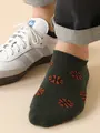 【3足1,386円】メンズ スポーツ柄スニーカー用ソックス ダークグリーン